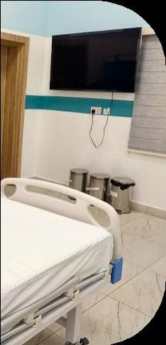 Clean healthcare facility room with medical equipment